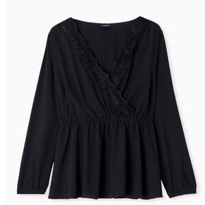 TORRID BLACK LACE TRIM BABYDOLL BLOUSE  SIZE 2x